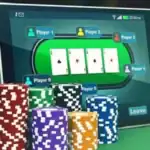 Poker Chips With Mobile Tablet